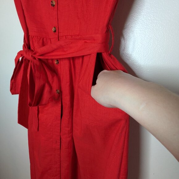 Joanie Red Santo Button-Down Tea Dress - Picture 5 of 12